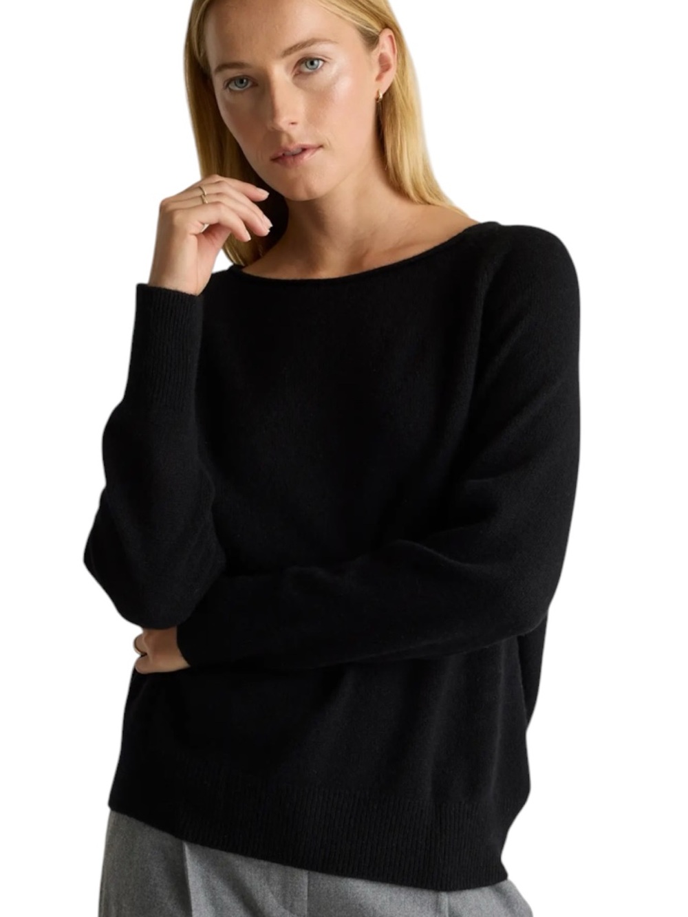Quince 100% Mongolian Cashmere Boatneck Sweater in Black size M
